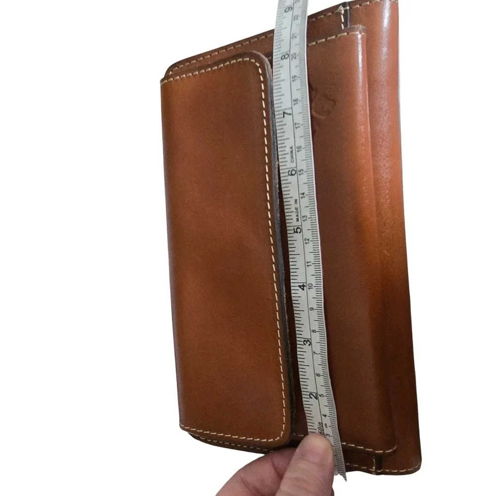 Patricia Nash Tan Leather Wallet Crossbody Bag Cognac Brown Clutch Organizer